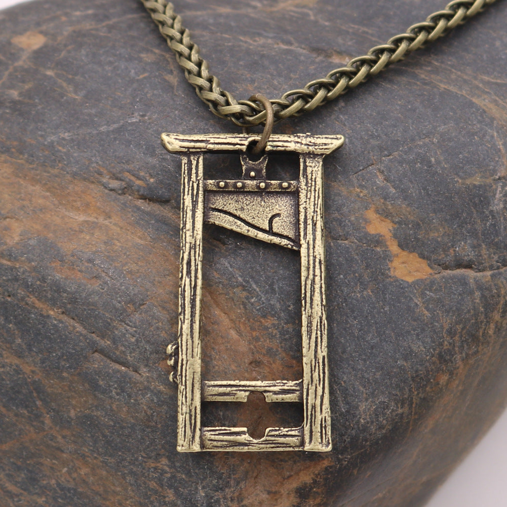 Gothic Rock Pendant Necklace with Axe Photo Frame Detail