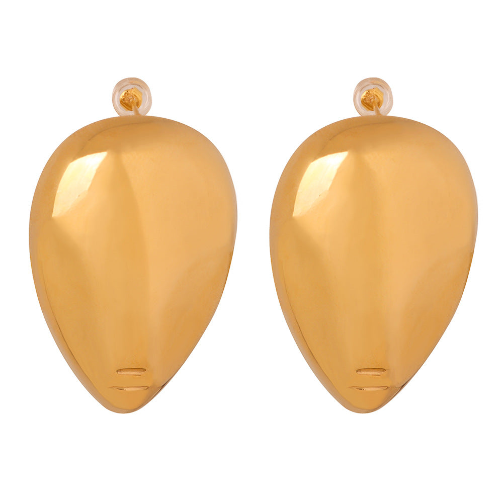 Golden Water Droplet Geometric Earrings for Women by Planderful