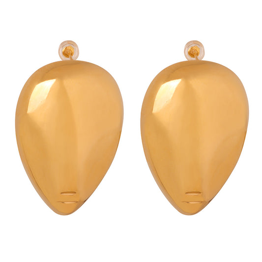 Golden Water Droplet Geometric Earrings for Women by Planderful