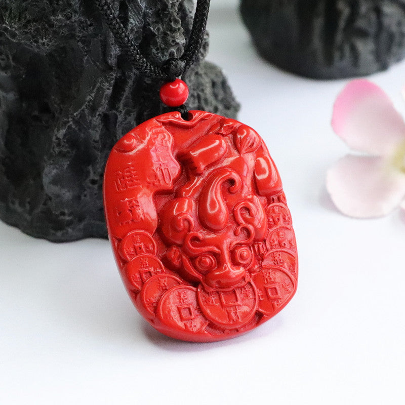 Vermilion Sand Pixiu Pendant with Red Sand Swallowing Gold Beast Pendant Jewelry