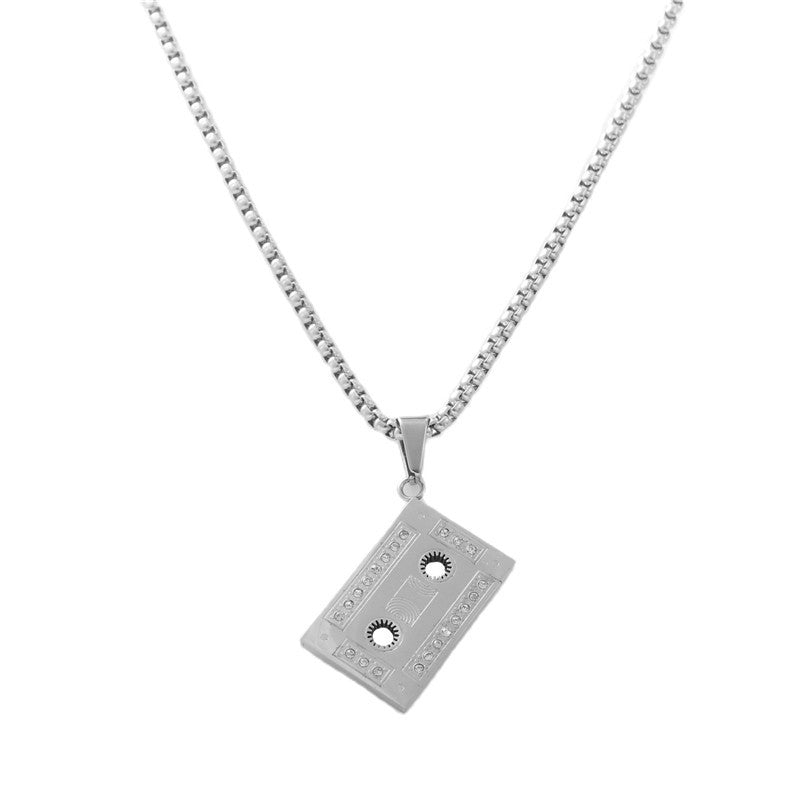 Personalized Retro Titanium Steel Tape Pendant Necklace for Trendy Men