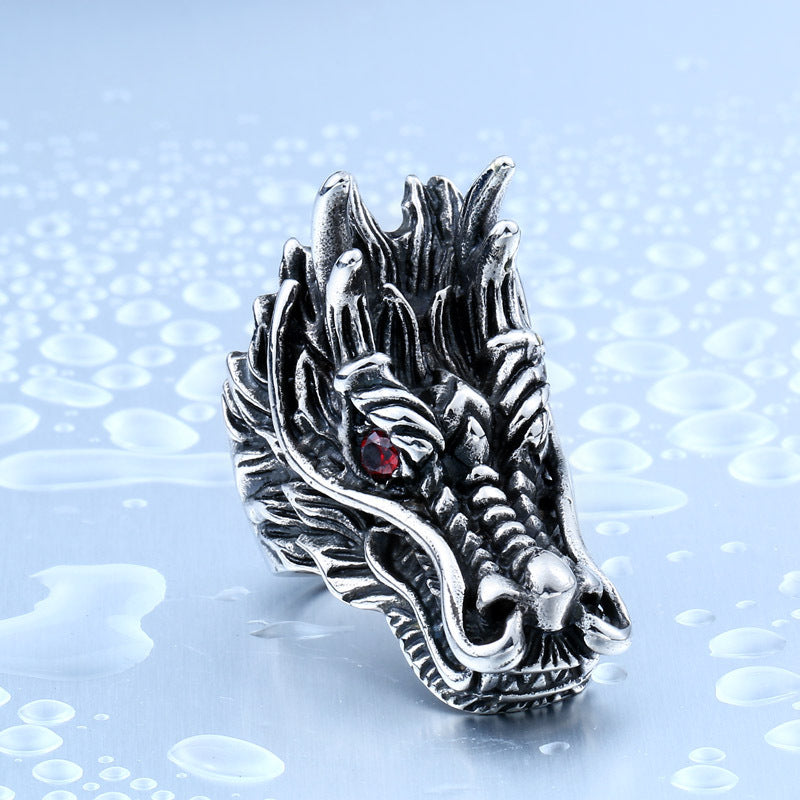 Titanium Steel Dragon Faucet Ring for Men - Bold and Stylish Wholesale Jewelry