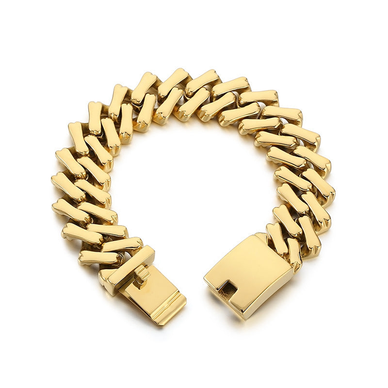 Trendy Unisex Rhombus Cuban Chain Bracelet - Bold Hip-Hop Jewelry for Men and Women