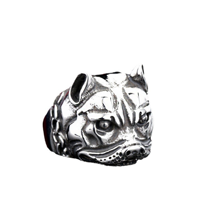 Personalized Retro Men's Stainless Steel Puppy Ring - Fashionable Wholesale Jewelry