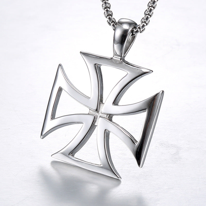 Stylish Cross Hollow Titanium Steel Pendant for Men, Modern Stainless Steel Accessory