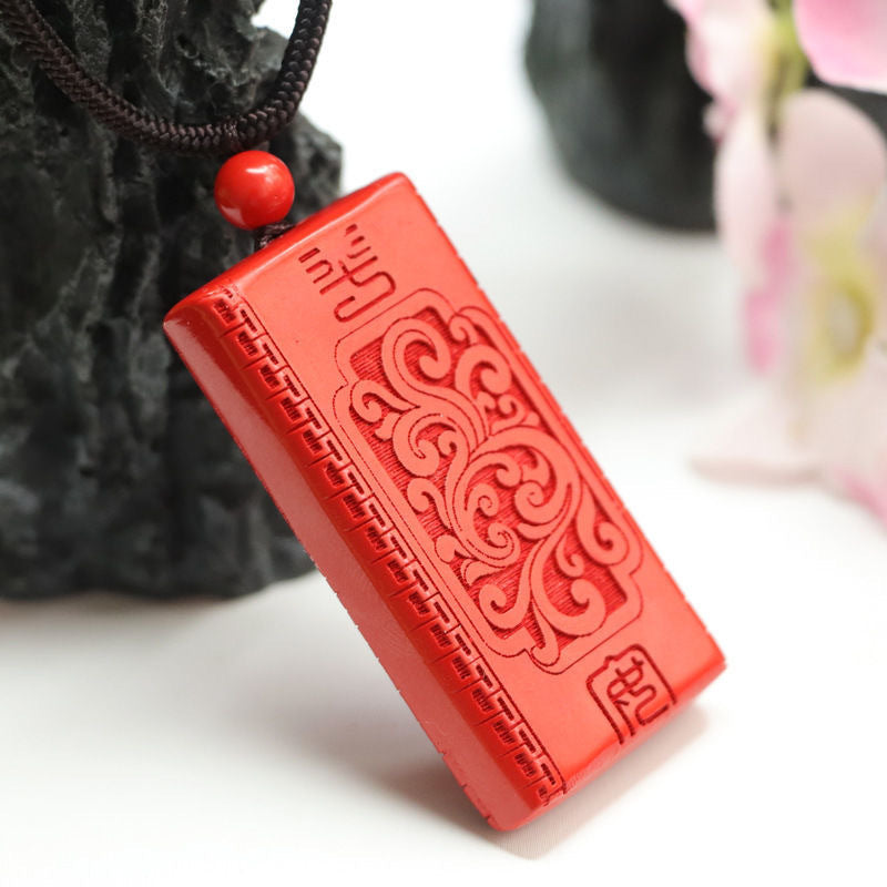 Ancient Protection Vermilion Sand Red Cinnabar Pendant