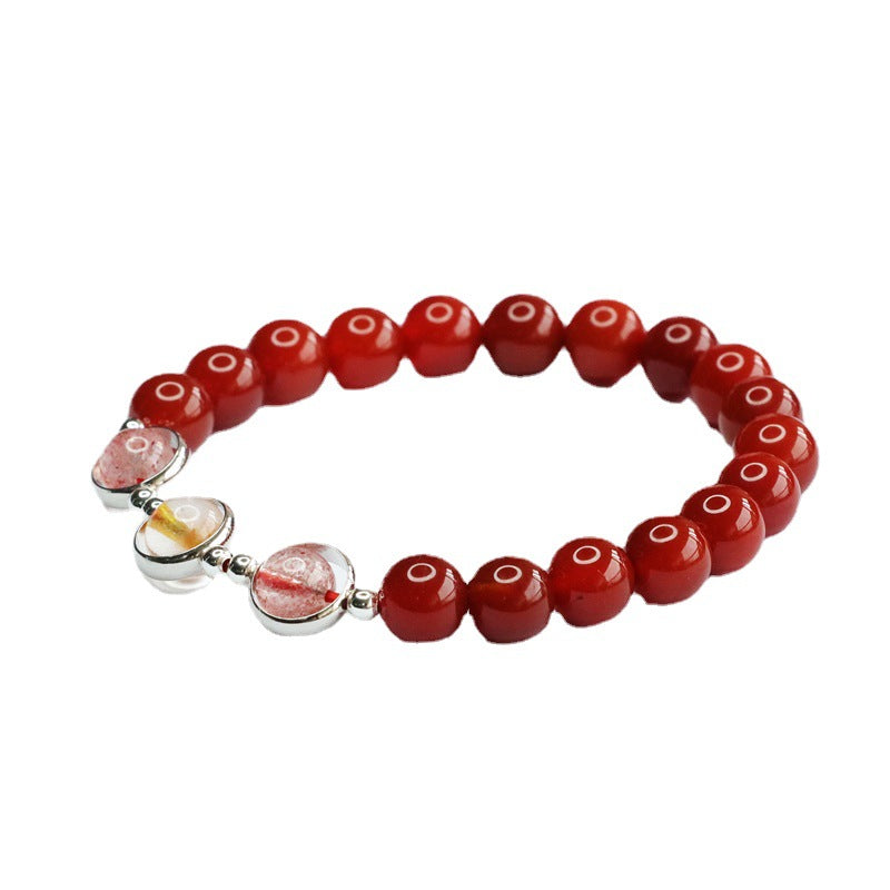 Fortune's Favor Agate and Crystal Sterling Silver Bracelet