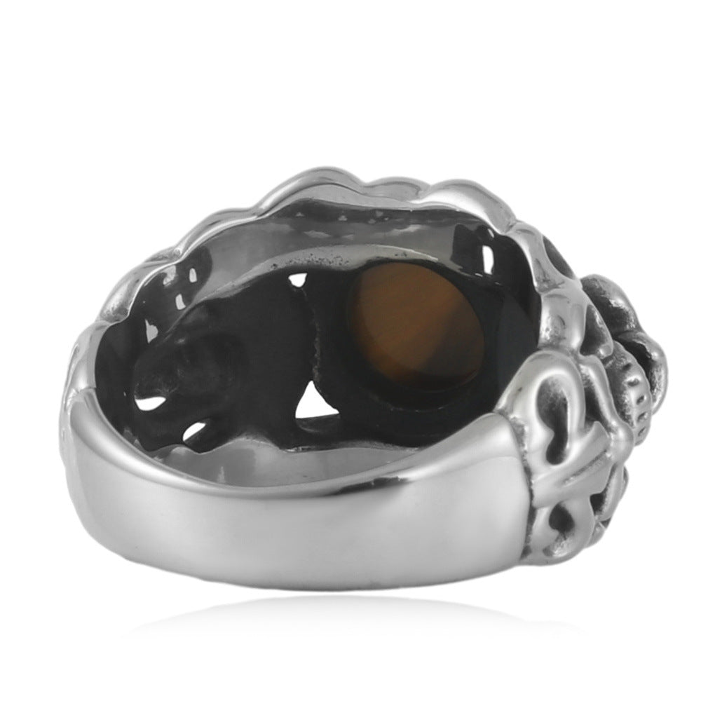 Trendy Titanium Steel Skull Ring for Men - Punk Retro American & European Style