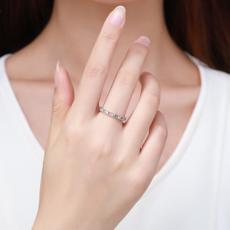 Pure Silver Zircon Index Finger Ring for Women