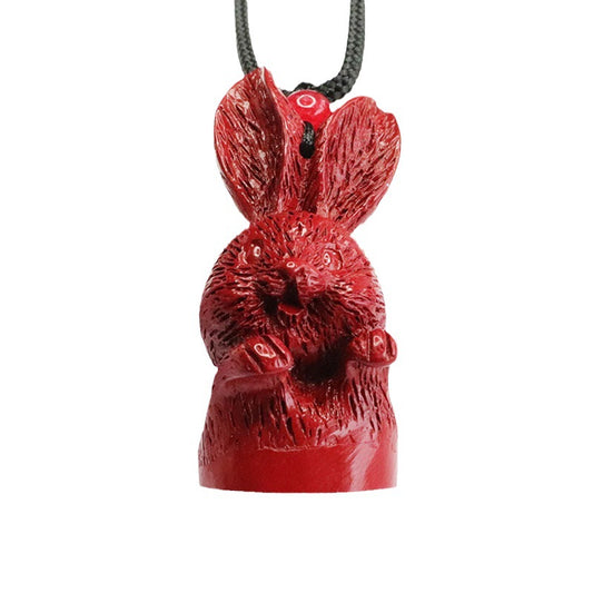 Vibrant Cinnabar Stone 3D Bunny Necklace