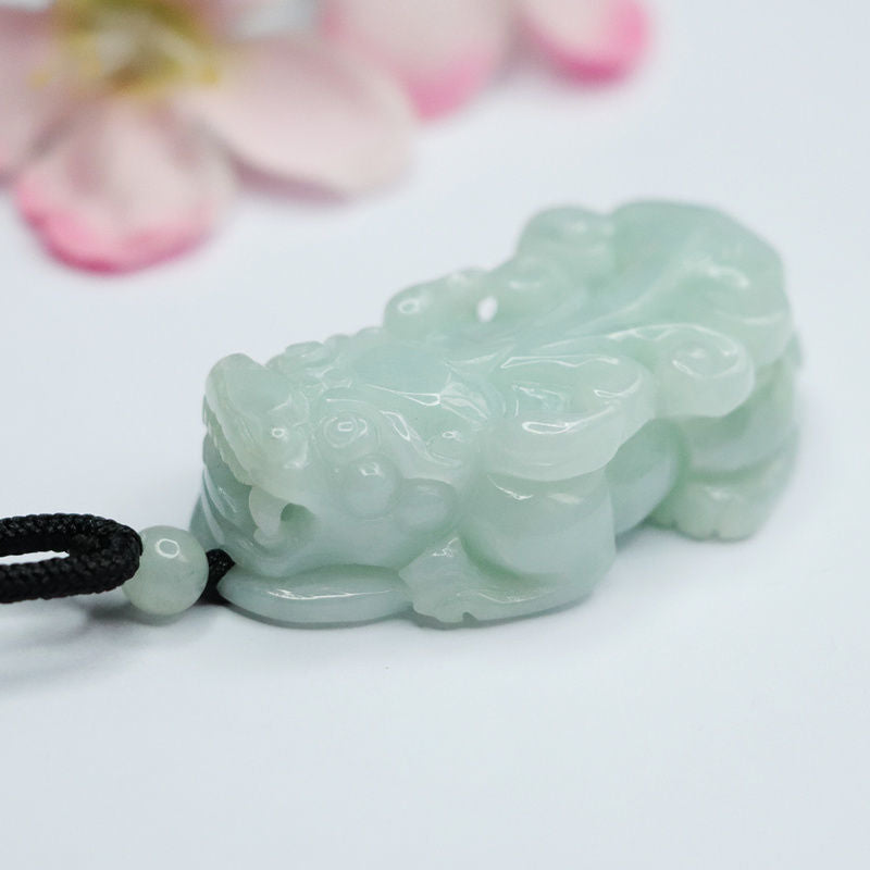 Fortune's Favor Sterling Silver Jade Pendant with Ruyi Pixiu Design