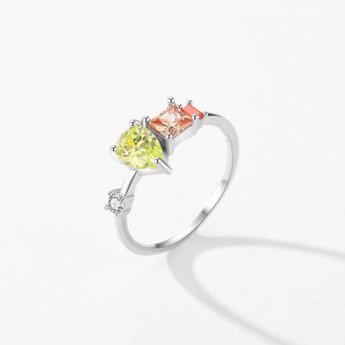 Original: Summer New S925 Sterling Silver Irregular Colored Zircon Ring Female Original Design Fashion Personality Ins Ring
Alternate: Sterling Silver Irregular Colored Zircon Ring with Original Female Fashion Design