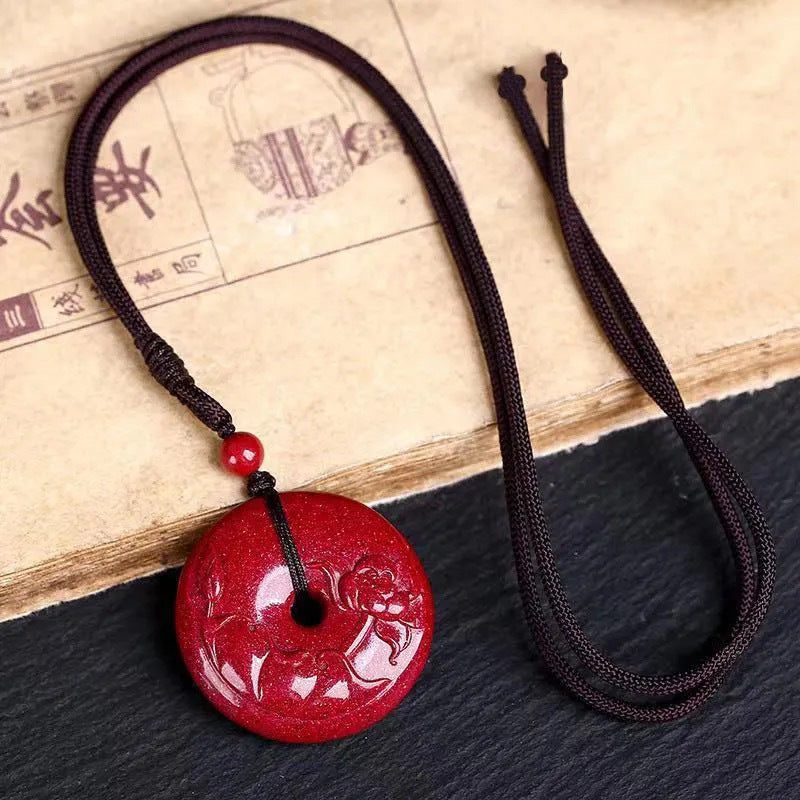 Cinnabar Pendant Purple Gold Sand Lotus Safety Buckle Pendant