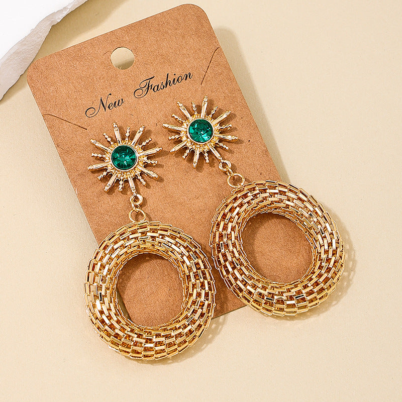 Boho Chic Sunburst Geometric Dangle Earrings for Women