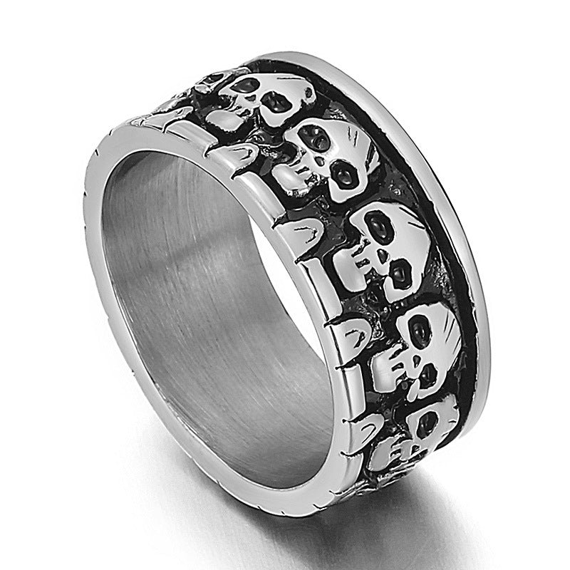 Domineering Skull Men's Titanium Steel Ring - Trendy European and American Style