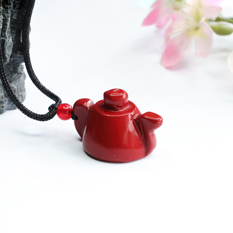 Ethnic Charm Vermilion Sand Tea Pot Pendant