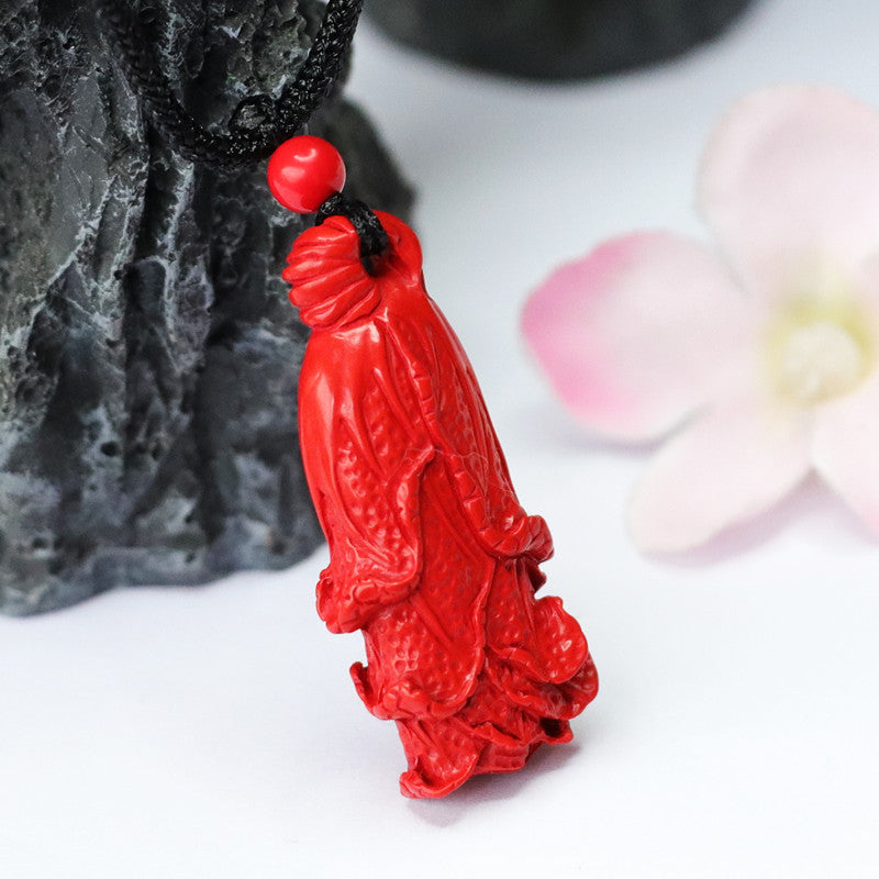 Cinnabar Cabbage Pendant Necklace