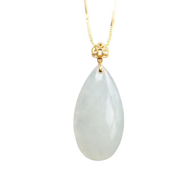 Elegant White Jade Water Drop Pendant Necklace