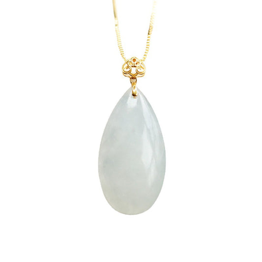 Elegant White Jade Water Drop Pendant Necklace