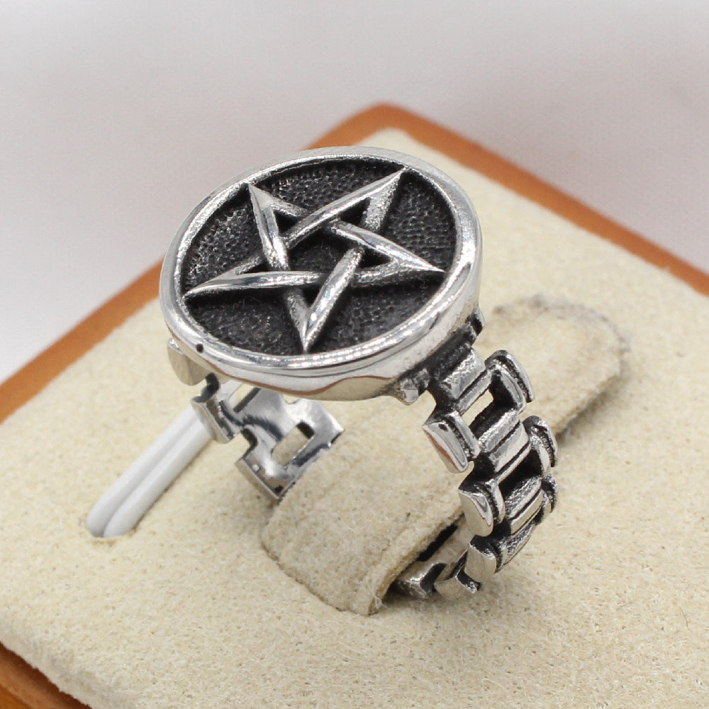 Retro Five-pointed Star Titanium Ring for Men