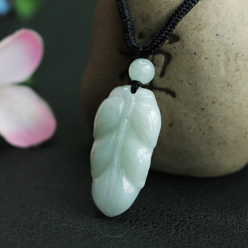 Branch Leaf Fortune's Favor Sterling Silver Jade Pendant