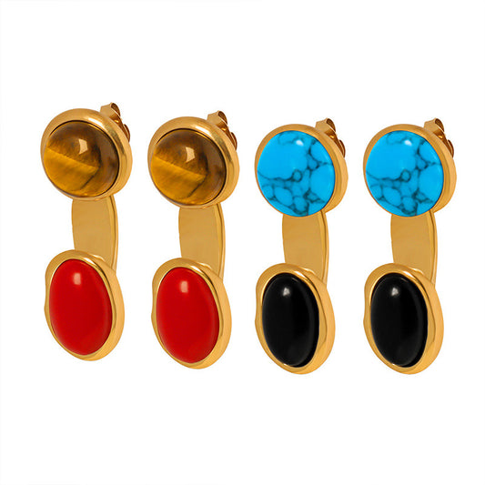 Colorful Gemstone Accent Detachable Earrings - Vintage Style for Women