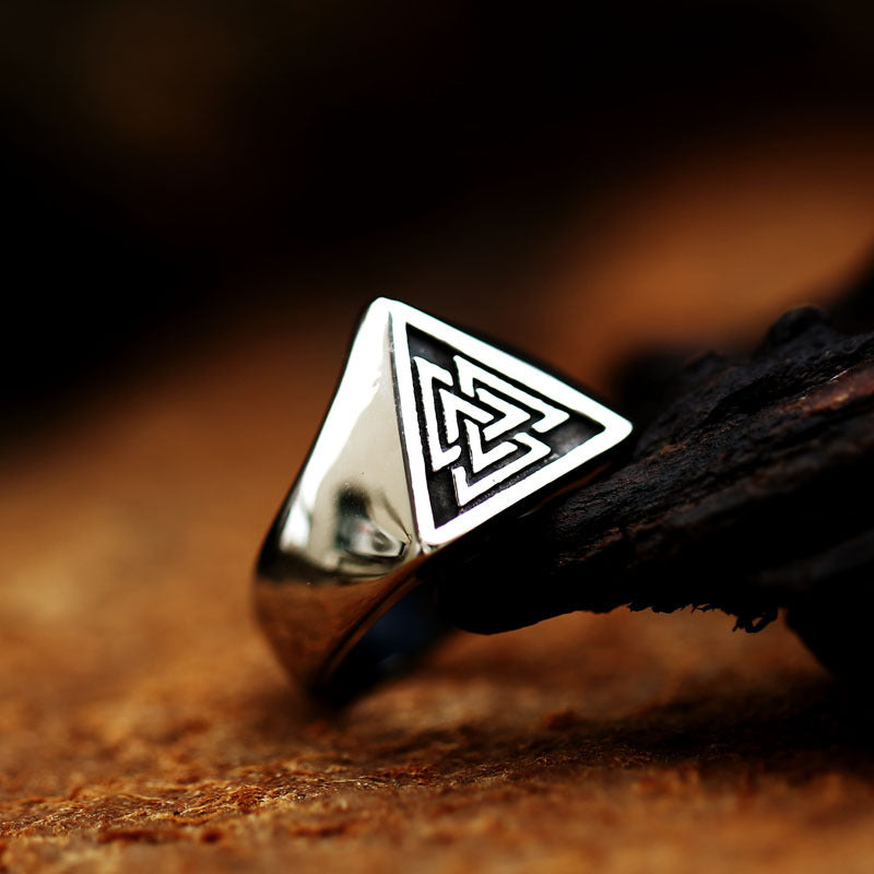 Titanium Steel Nordic Viking Symbol Ring - Men's Fashion Jewelry in European and American Style