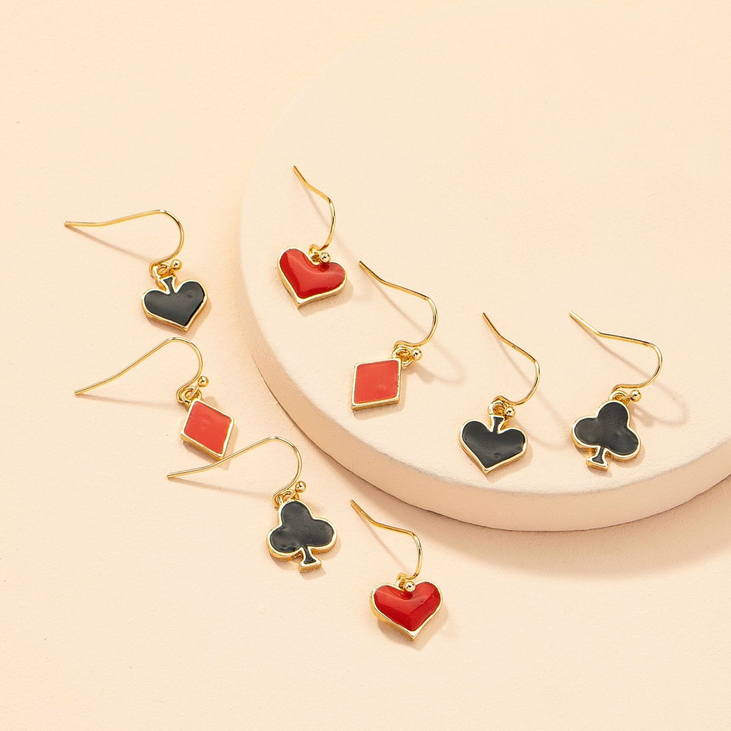 Geometric Glazed Poker Earrings Set with Independent Packaging