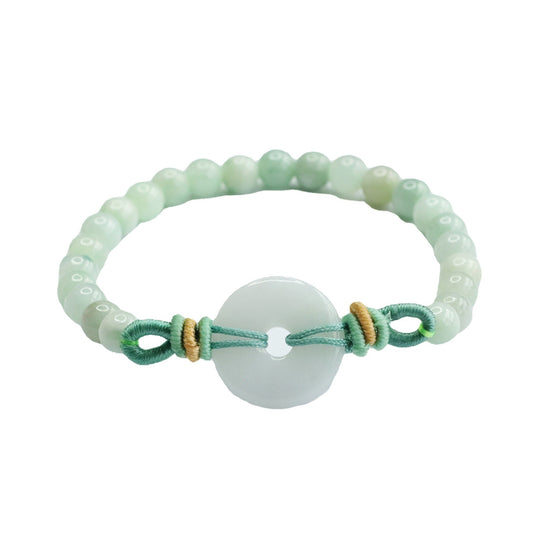 Auspicious Jade Bracelet with Sterling Silver Buckle - Fortune's Favor Collection