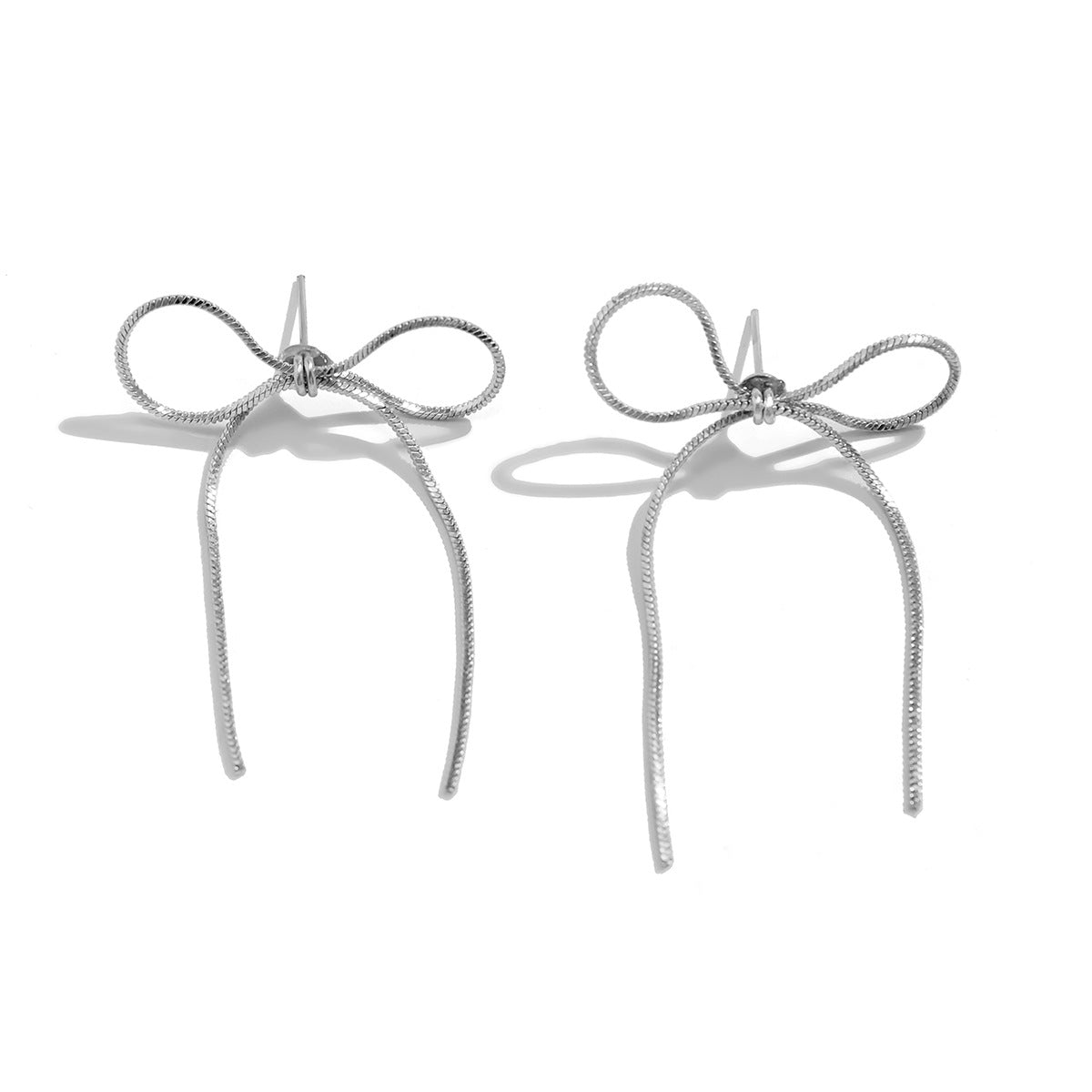 Fashionable Cross-border Bow Stud Earrings with Sterling Silver Needles