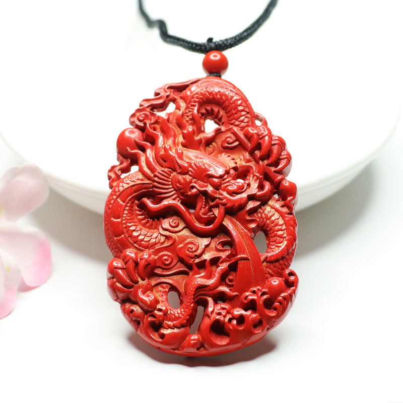 Cinnabar Hollow Dragon Pendant