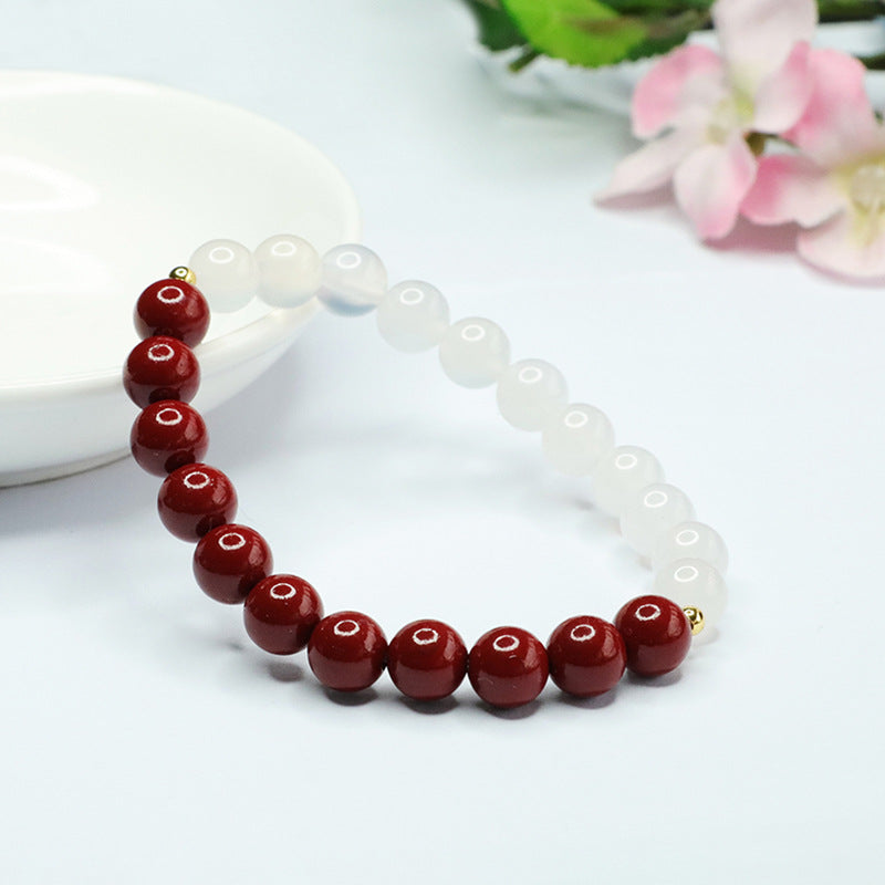 Fortune's Favor Sterling Silver Chalcedony and Cinnabar Bracelet