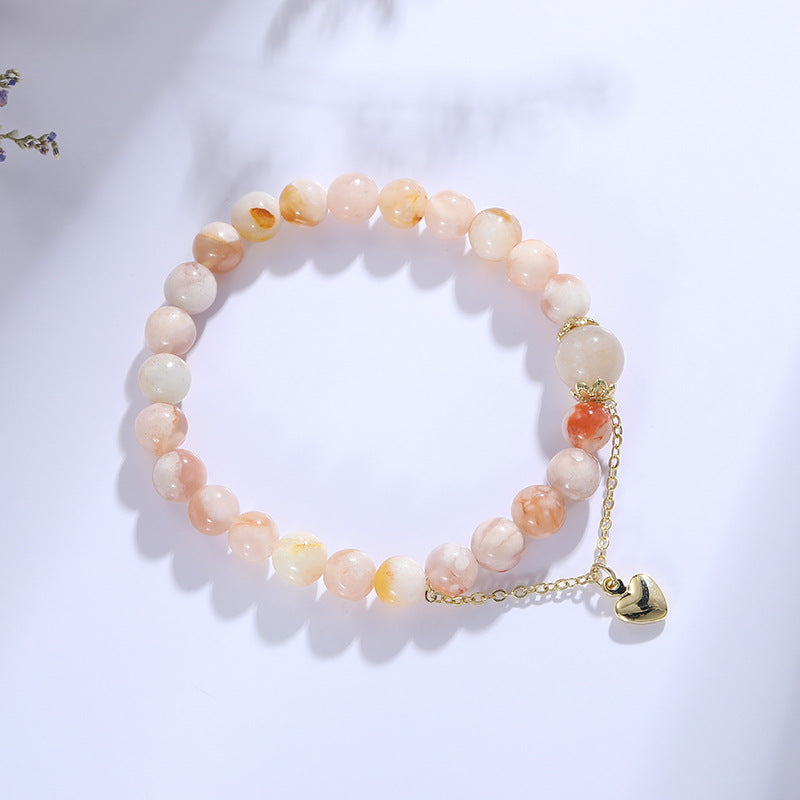 Naturally Unique Agate Flower Bracelet, 14K Gold-plated Heart Design