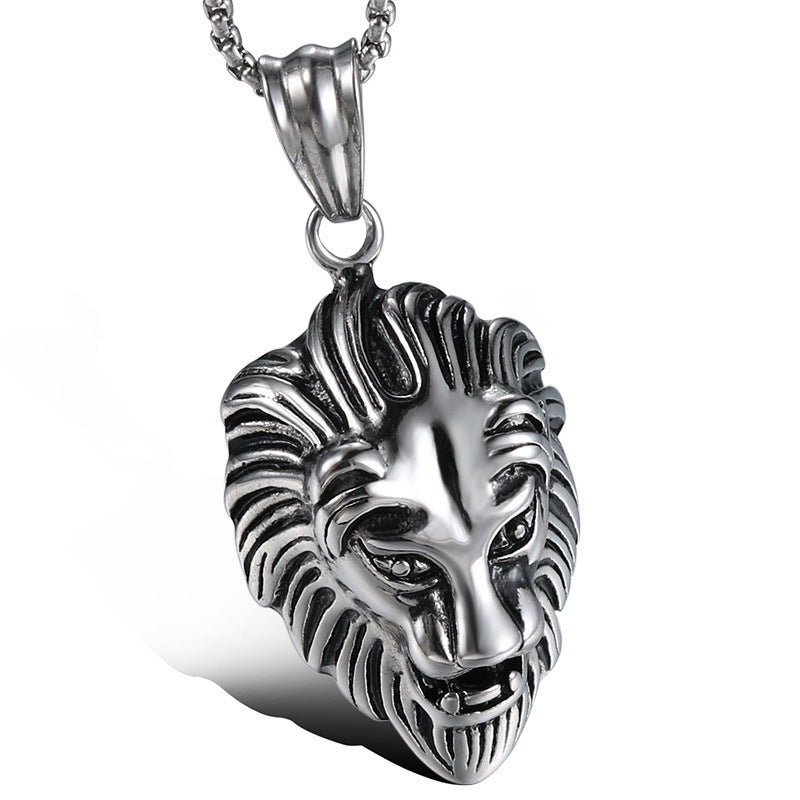 Dominant Retro Lion Pendant in Titanium Steel for Men - European and American Fashion Jewelry