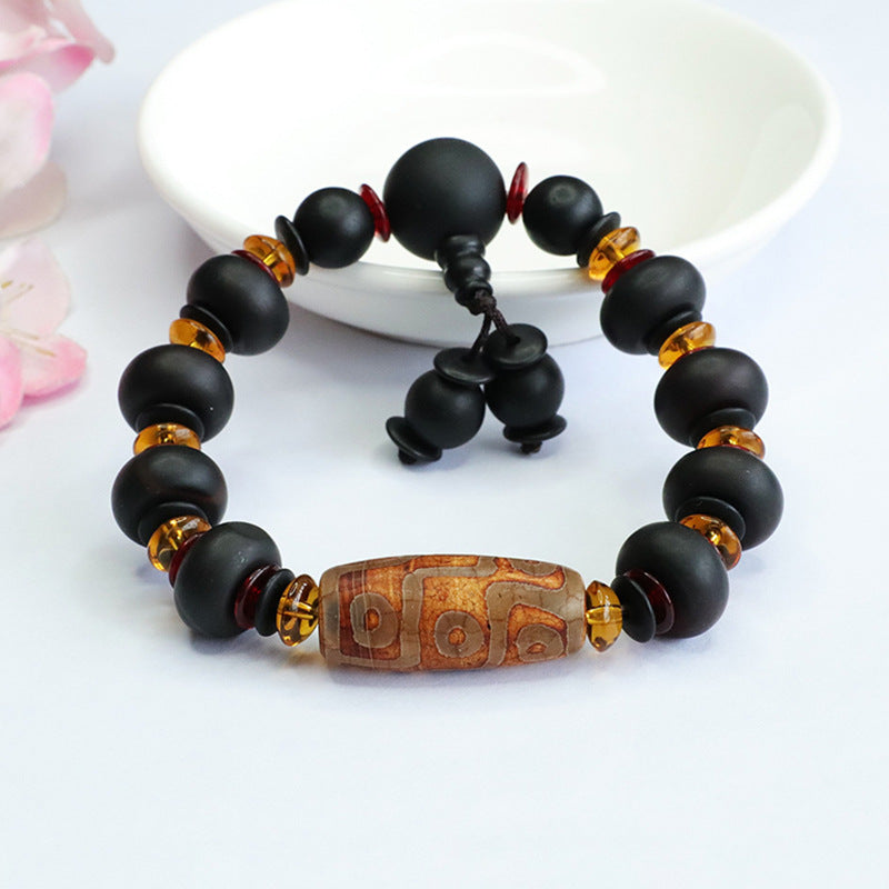 Heavenly Beaded Black Agate Sterling Silver Bracelet