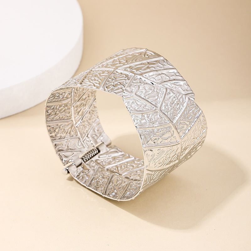 Exaggerated Leaf Metal Bracelet - Vienna Verve Collection