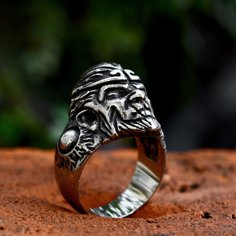 Retro Titanium Steel Men's Ring - Wukong Monkey King Design, Wholesale Fashion Accessory for Men