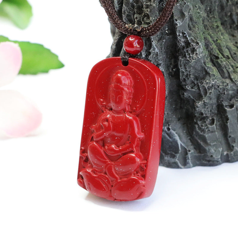 Vermilion Sand Guanyin Cinnabar Stone Pendant