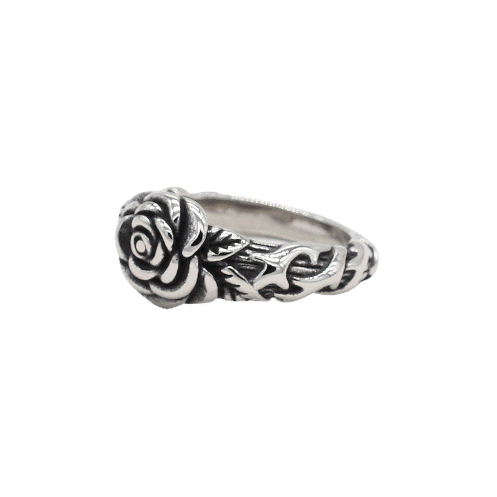 Retro European and American Rose Women's Titanium Steel Ring