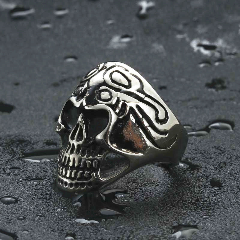 Titanium Steel Skull Ring for Men - Retro Punk Jewelry Direct from Manufacturer