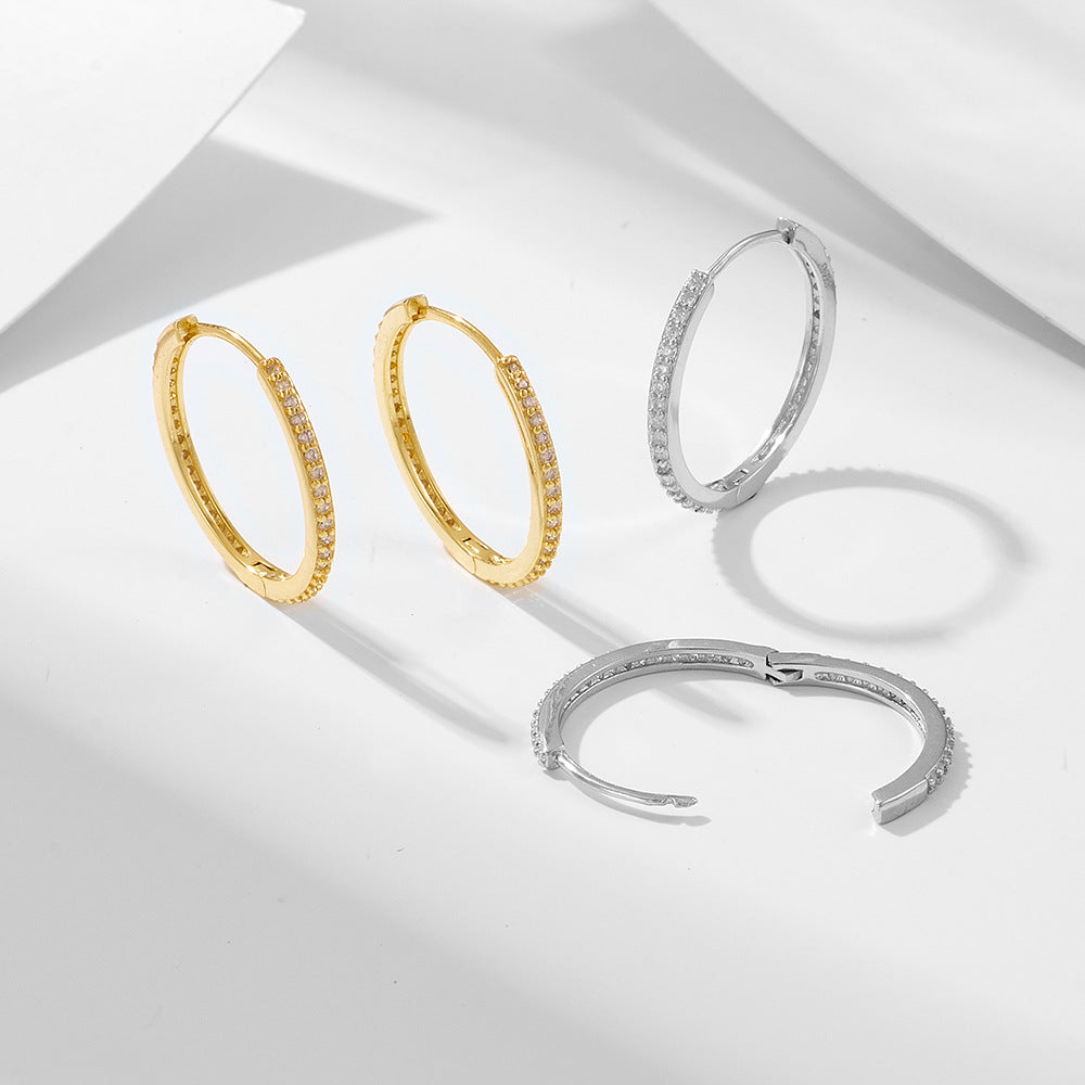 Zircon Sterling Silver Hoop Earrings