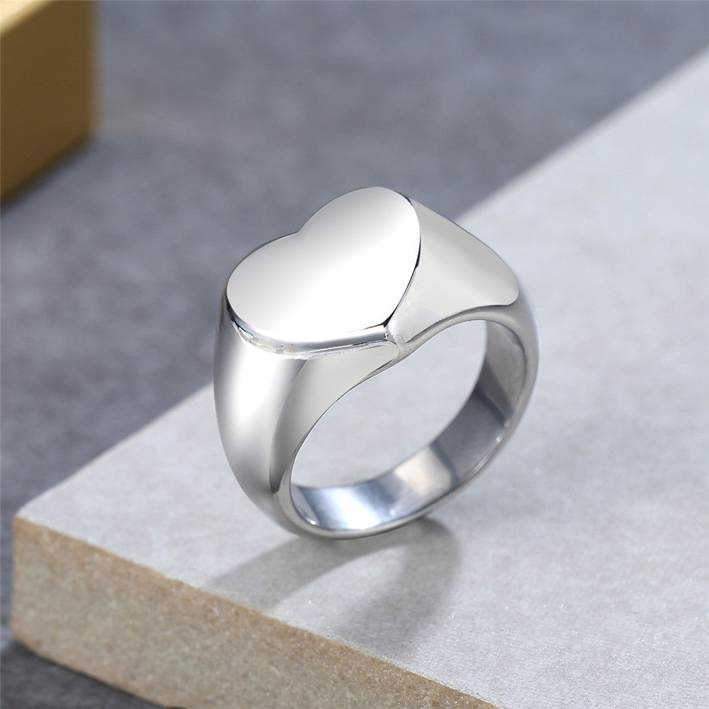 Chic Heart-shaped Titanium Steel Ring for Everyday Wear