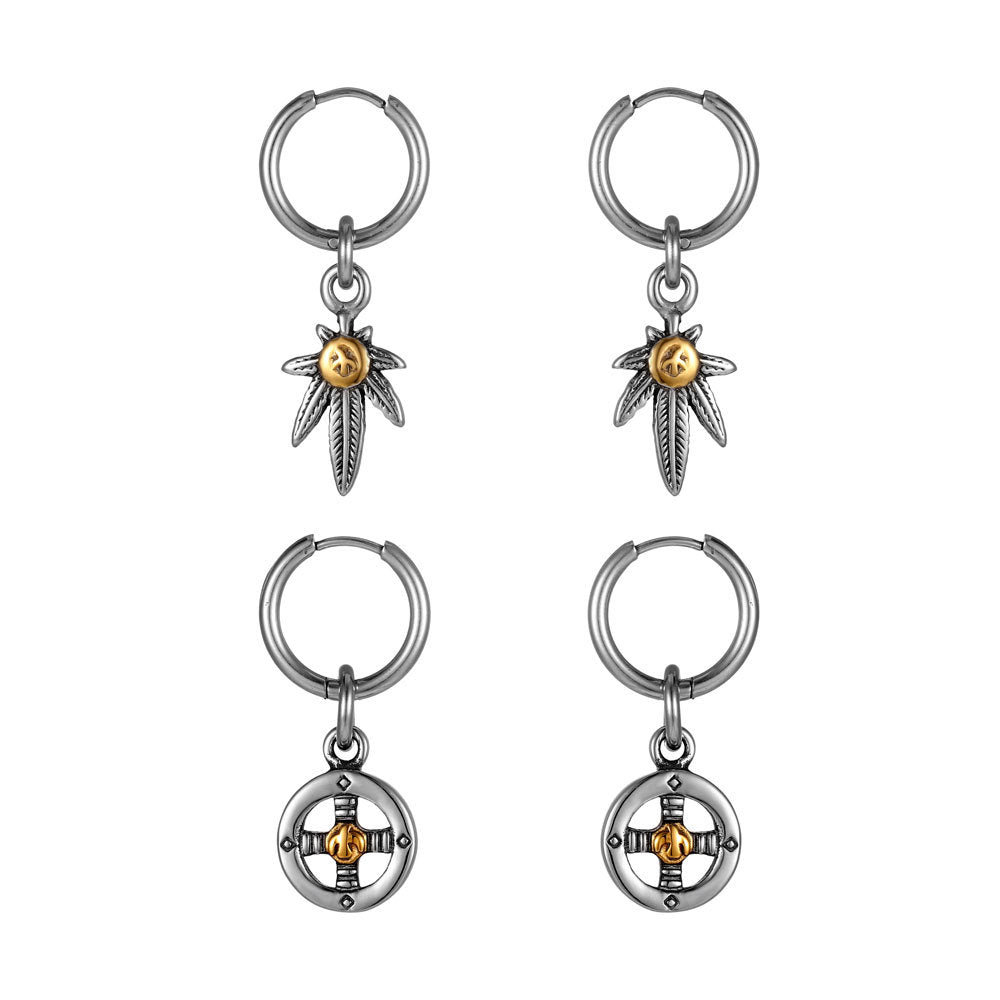 Korean Premium Flying Eagle Unisex Earrings - Trendy Stainless Steel Round Wire Buckles for Fashion Enthusiasts