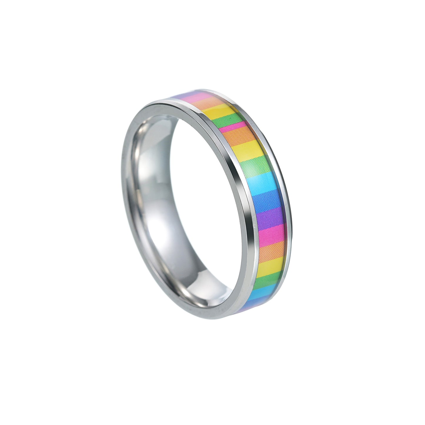 Rainbow Flag Titanium Steel Ring for Men