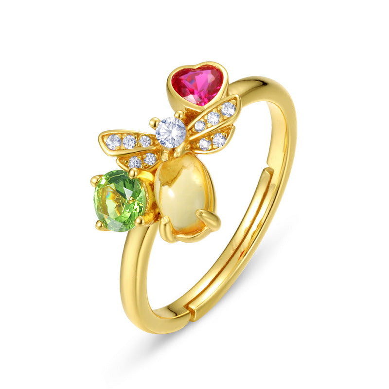 Bee Colourful Gemstones Opening Sterling Silver Ring