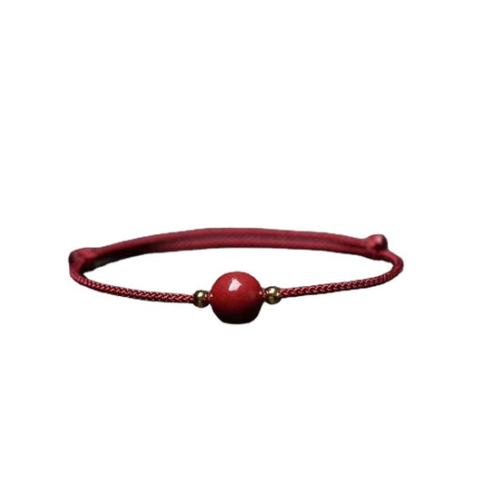 Cinnabar Stone Sterling Silver Bracelet - Fortune's Favor Collection