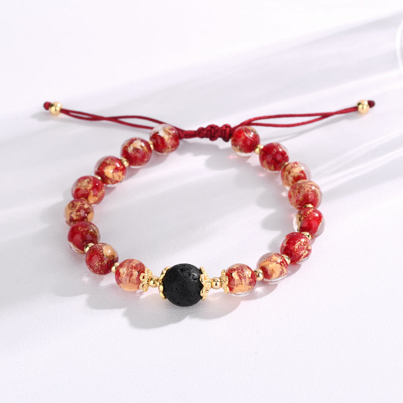 Luxurious Sterling Silver Crystal and Volcanic Stone Bracelet