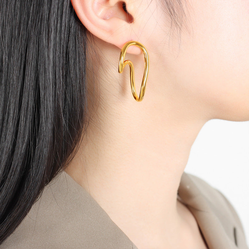 Chic Geometric Earrings in Titanium Steel with 18K Gold Plating