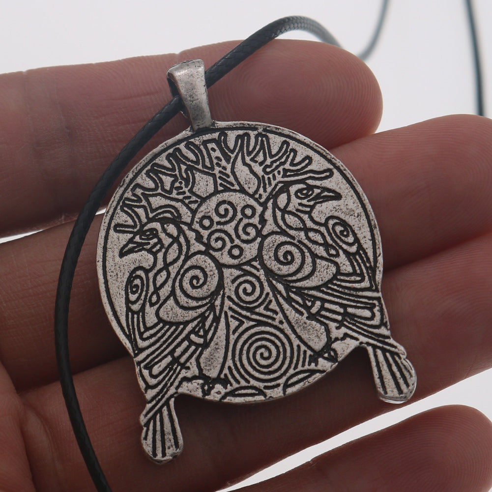 Viking Crow World Tree Necklace - Men's European & American Jewelry Piece