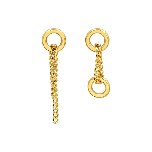 Golden Loop Chain Asymmetric Earrings - European Style Jewelry for Women